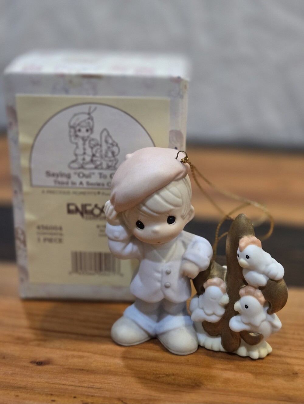 Porcelain Boy Ornament with Pink Hat - Home Accent
